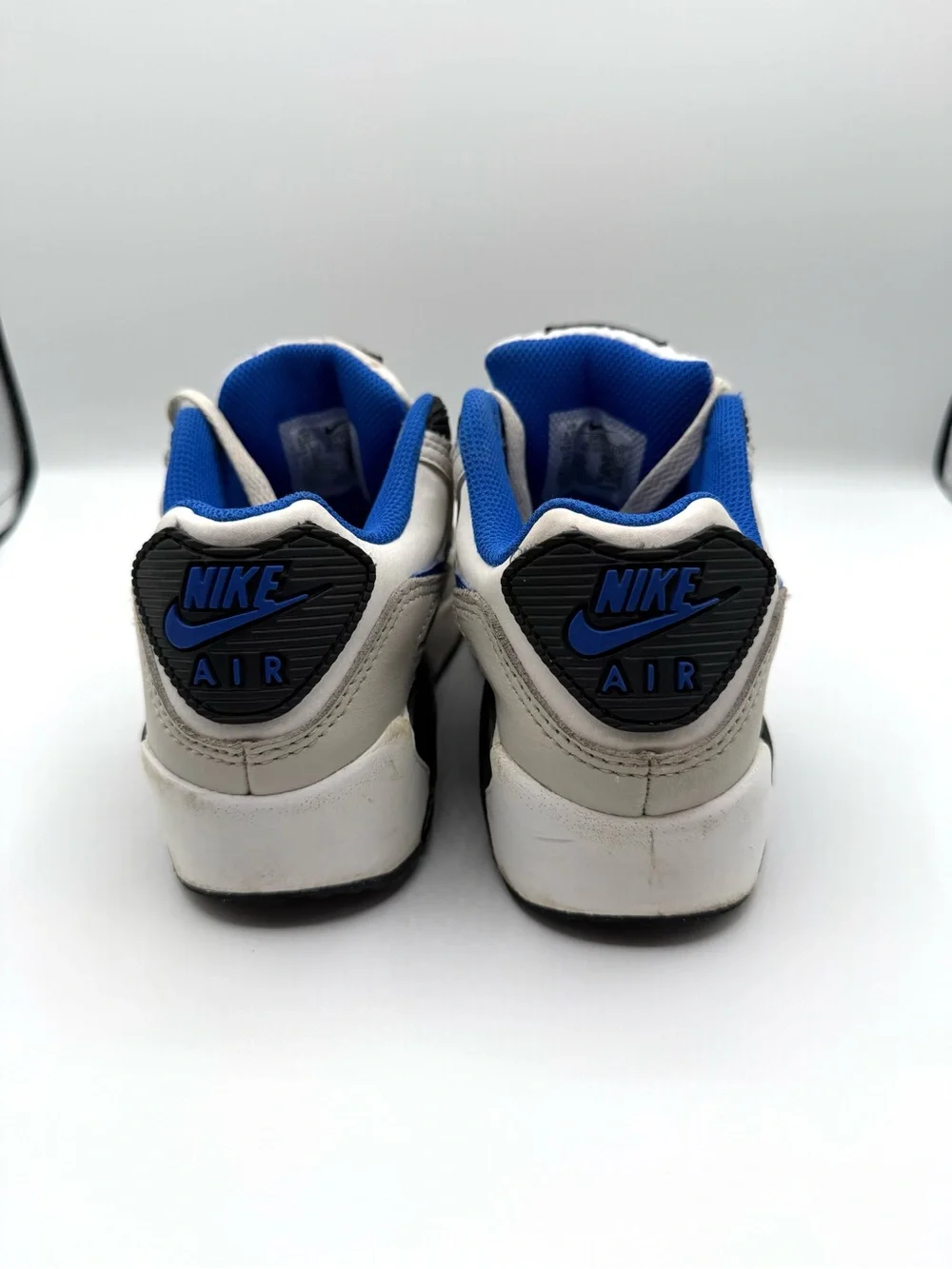Nike Air Max 90 Leather GS White Racer Blue Light Bone Size 3.5Y Kid/Youth